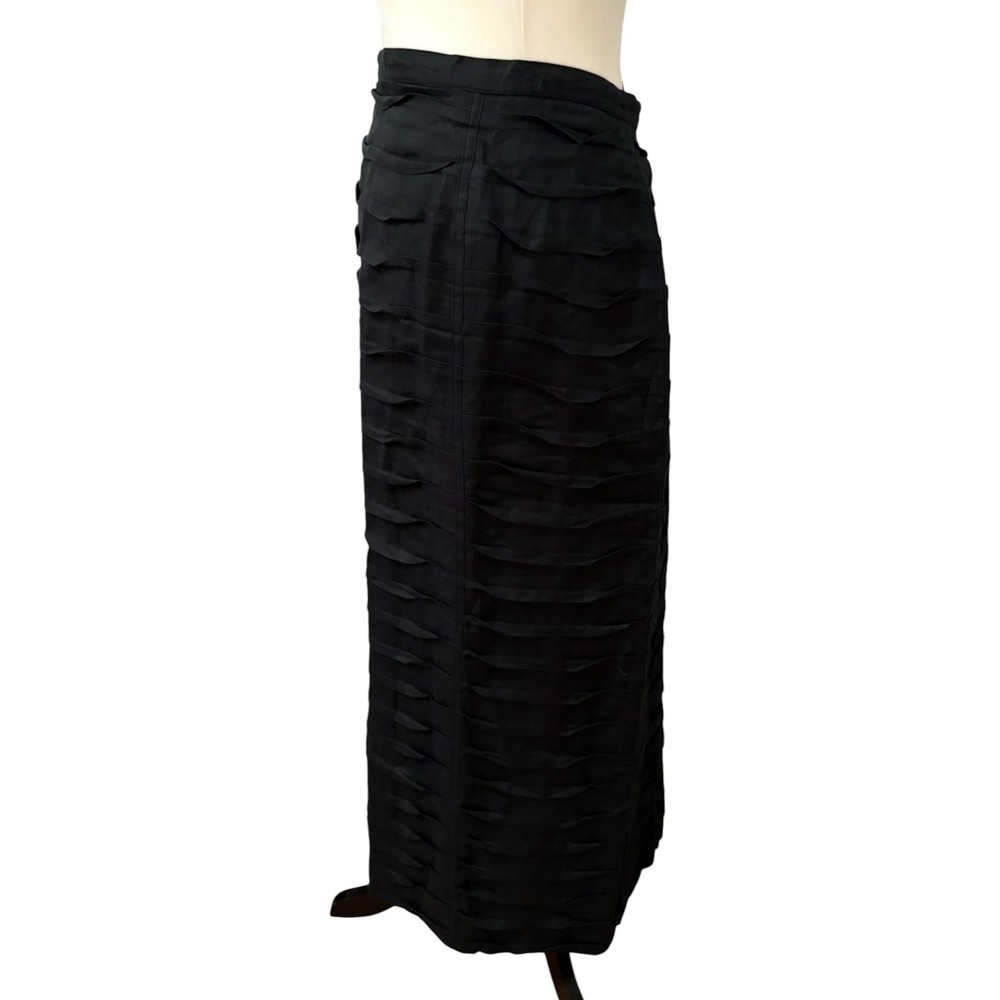 JSong Collection Black 100% Linen Textured Maxi Skirt Size 18 Plus Size Formal - Picture 3 of 8